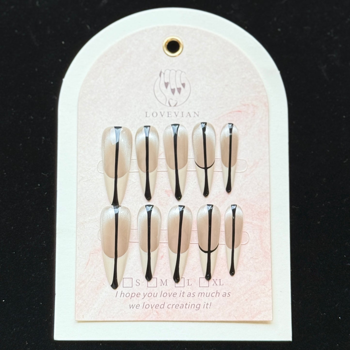 Monochrome Edge – Silver & White French Press-On Nails with Black Line Detail