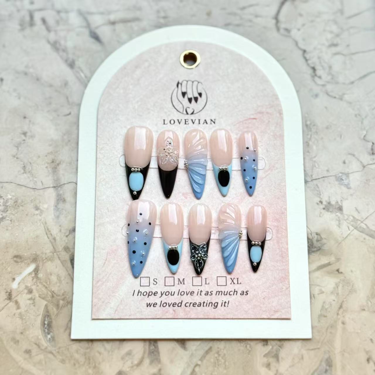 Purple 3D Floral Press-On Nails – Elegant Handmade Luxury Nail Set