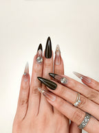 Mocha Crystal Evening Long Stiletto Nude Press-On Nails