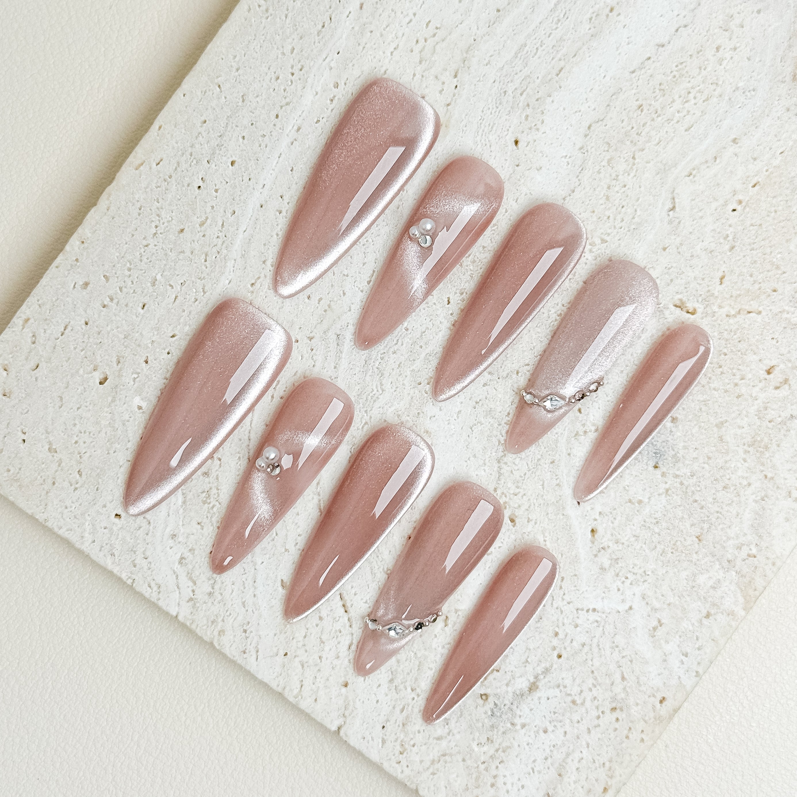 Blush Muse Date Long Stiletto Nude Press-On Nails