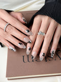Silver Noir Bloom Medium Almond Grey Press-On Nails