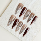 Mocha Aura Afterhours Long Stiletto Brown Nude Press-On Nails