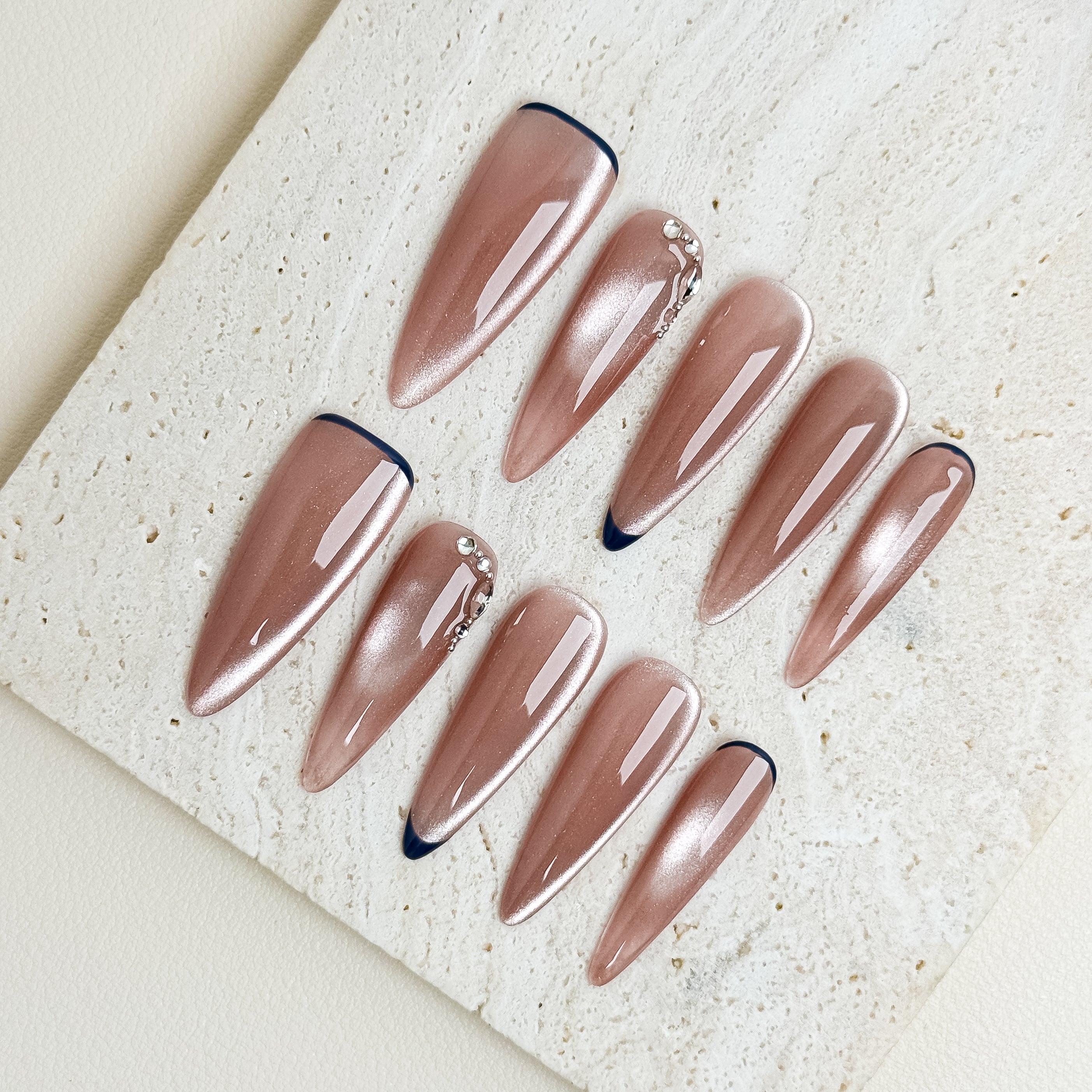 Blush Edge Office Long Stiletto Nude Press-On Nails