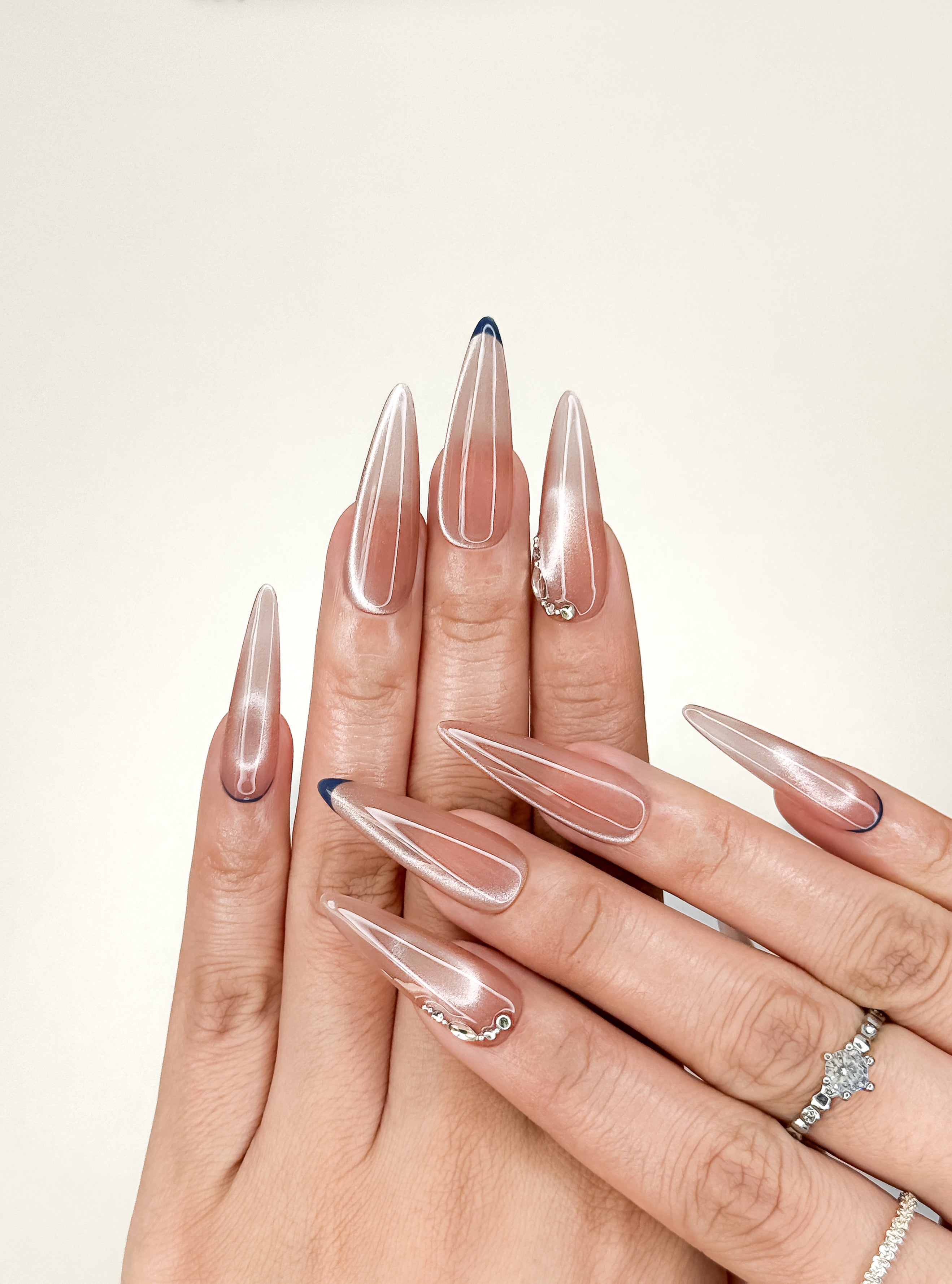 Blush Edge Office Long Stiletto Nude Press-On Nails