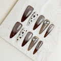 Mocha Stardust | Long Stiletto Luxury Press-On Nails