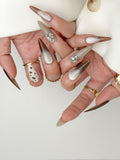 Mocha Wild Date Long Stiletto Brown Nude Press-On Nails