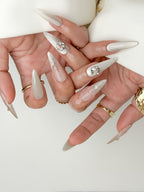 Silver Muse Date Long Stiletto Nude Press-On Nails
