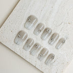 Soft Gray Office Short Square Nude Press-On Nails