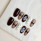 Burgundy Bloom Medium Oval Luxury Press-On Nails