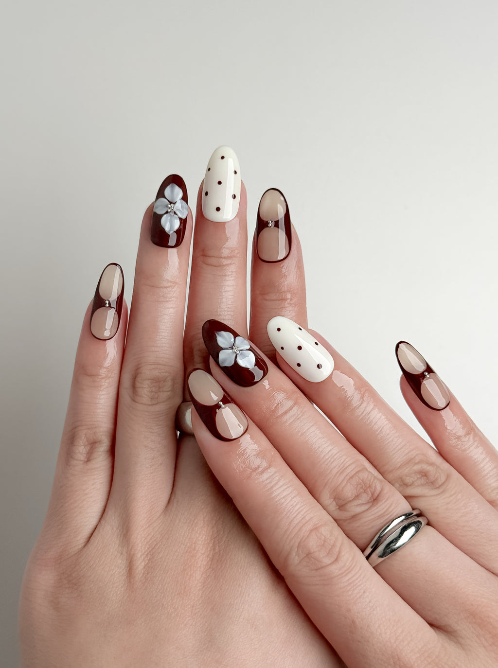 Burgundy Bloom Medium Oval Luxury Press-On Nails