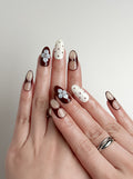 Burgundy Bloom Medium Oval Luxury Press-On Nails