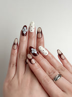 Burgundy Bloom Medium Oval Luxury Press-On Nails