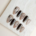 Mocha Bloom Medium Almond Nude Brown Press-On Nails