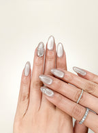 Blush Cat-Eye Office Short Almond Nude Pink Press-On Nails