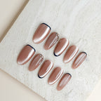 Navy Rosé Medium Almond Nude Pink Press-On Nails