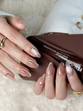 Navy Rosé Medium Almond Nude Pink Press-On Nails