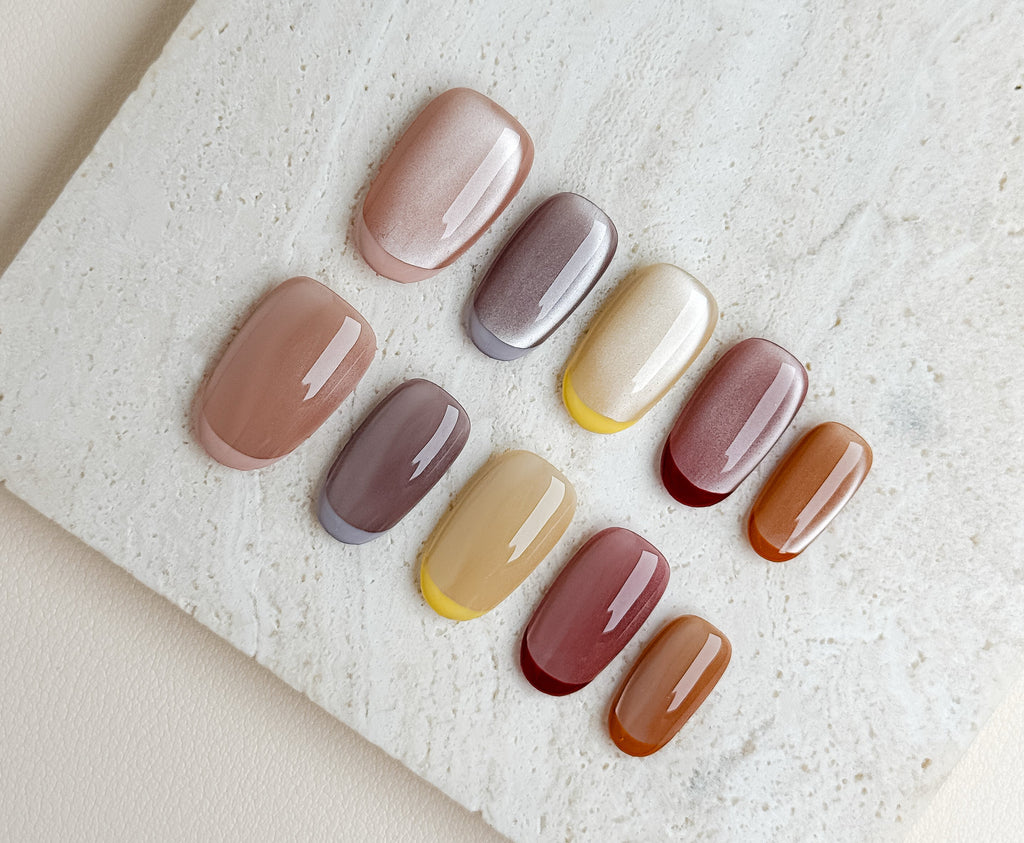 Pre-sale-Latte Candy Short Oval Colorful French Press-On Nails