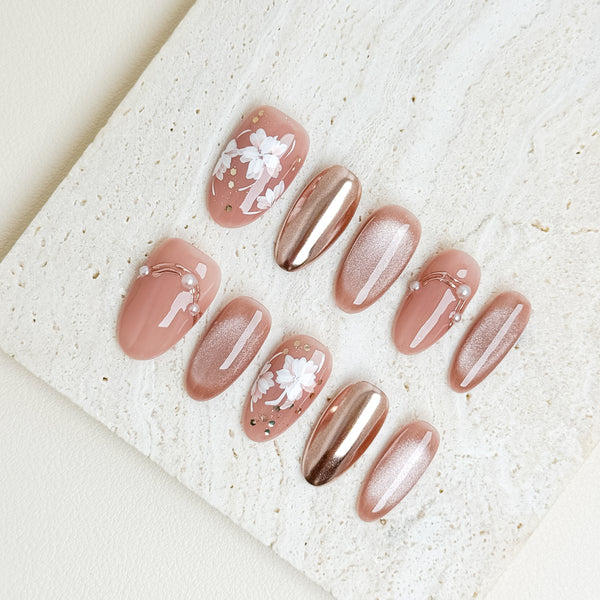 Blush Bloom Date Short Almond Nude Pink Press-On Nails