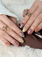 Pre-sale-Latte Candy Short Oval Colorful French Press-On Nails