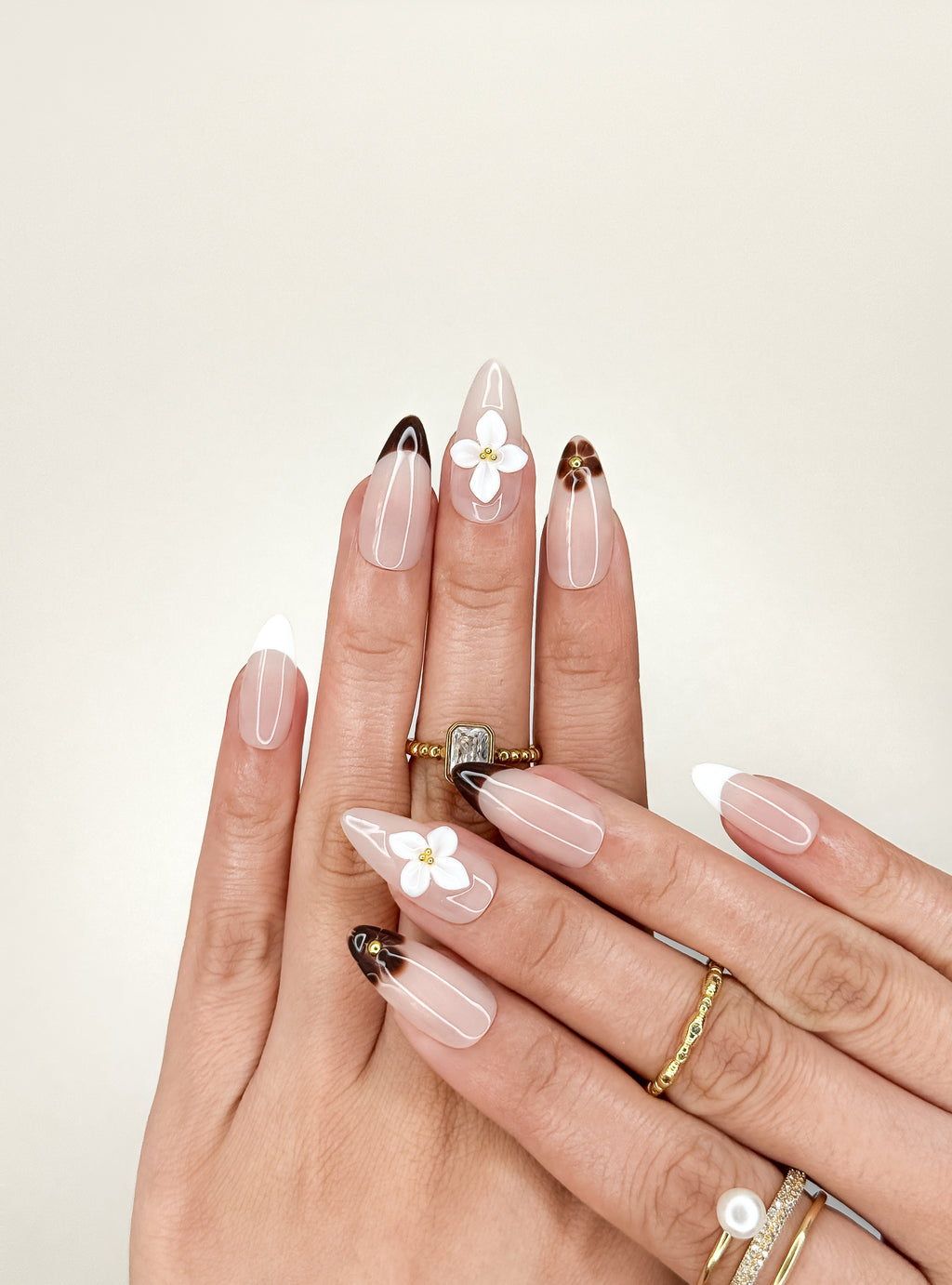 Cocoa Blossom Medium Almond Press-On Nails