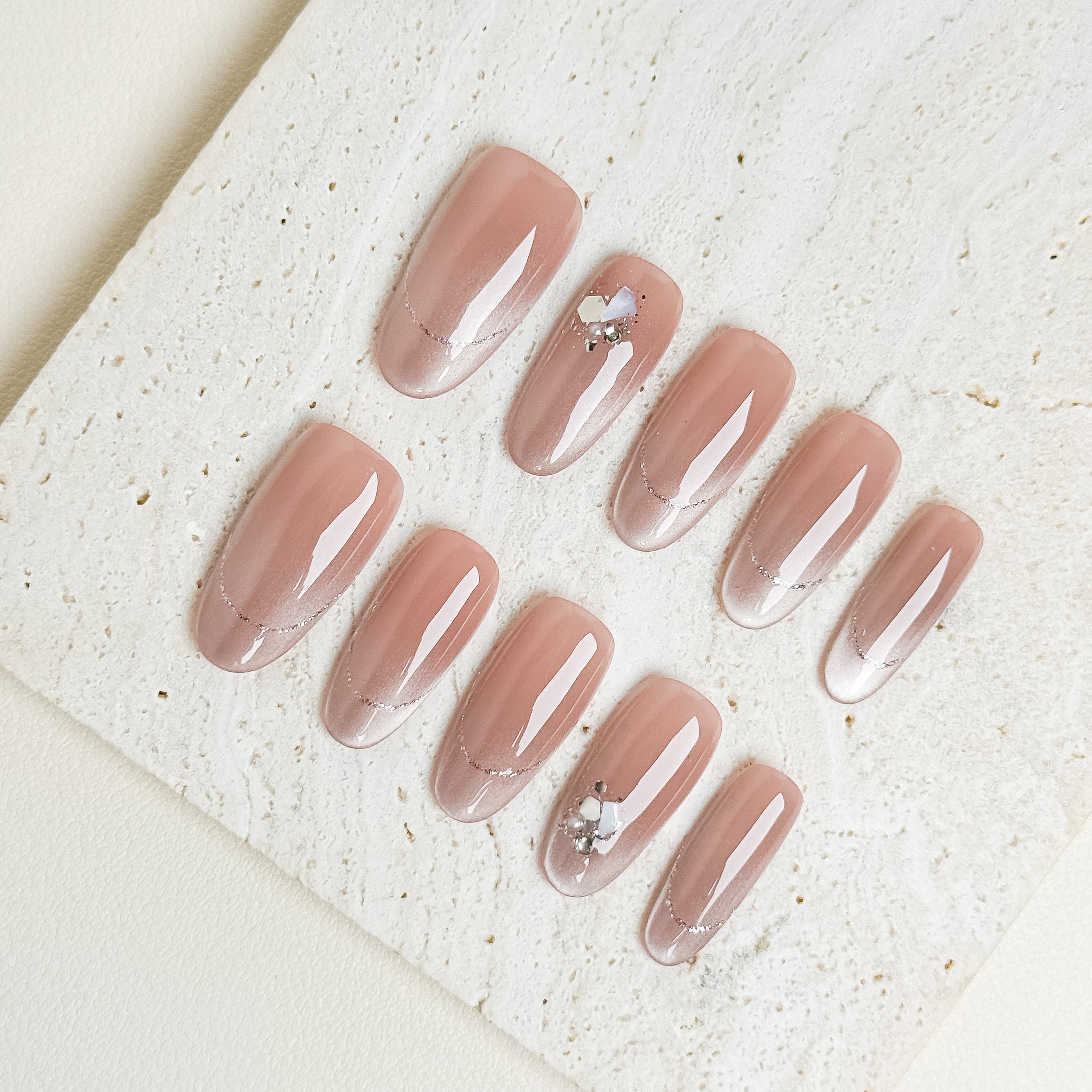Silk Blush Atelier Medium Almond Press-On Nails