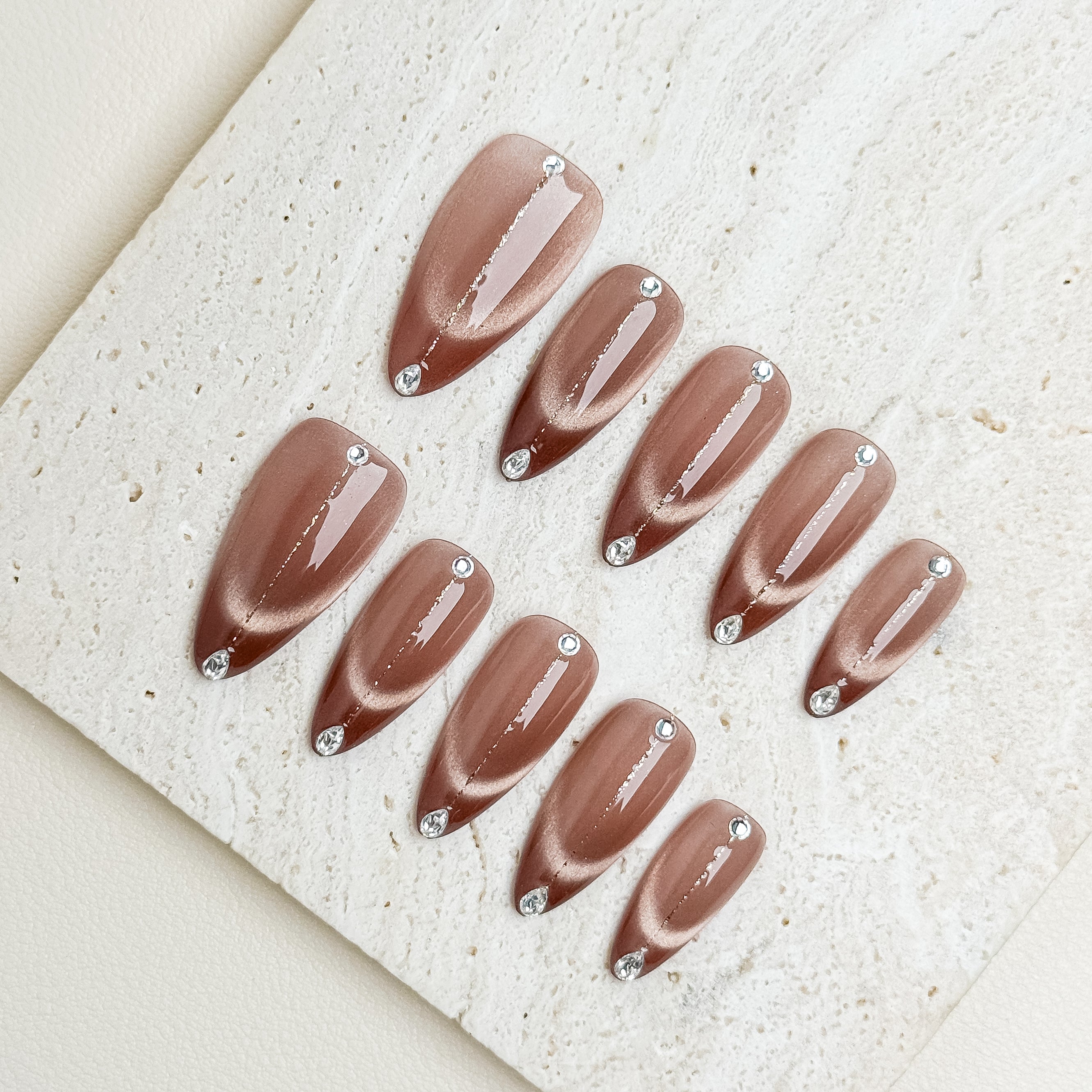 Rose Mocha Medium Almond Press-On Nails