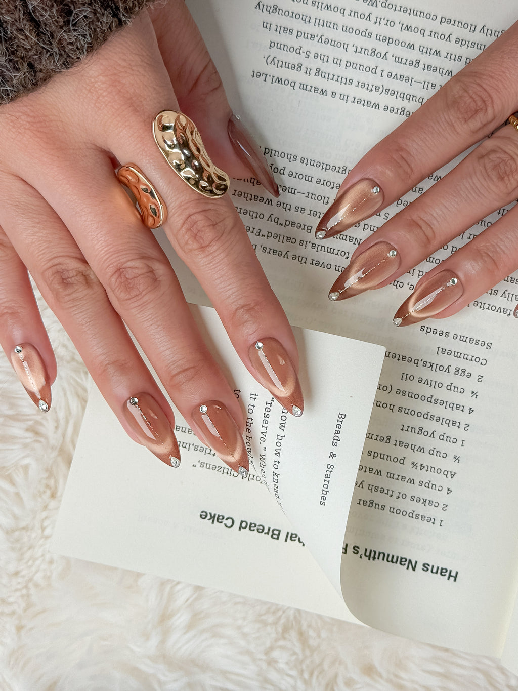 Rose Mocha Medium Almond Press-On Nails