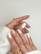 Champagne Pearl Date Short Square Nude Press-On Nails