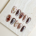 Mocha Bloom Medium Almond Press-On Nails