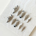Monochrome Arc Medium Almond Press-On Nails