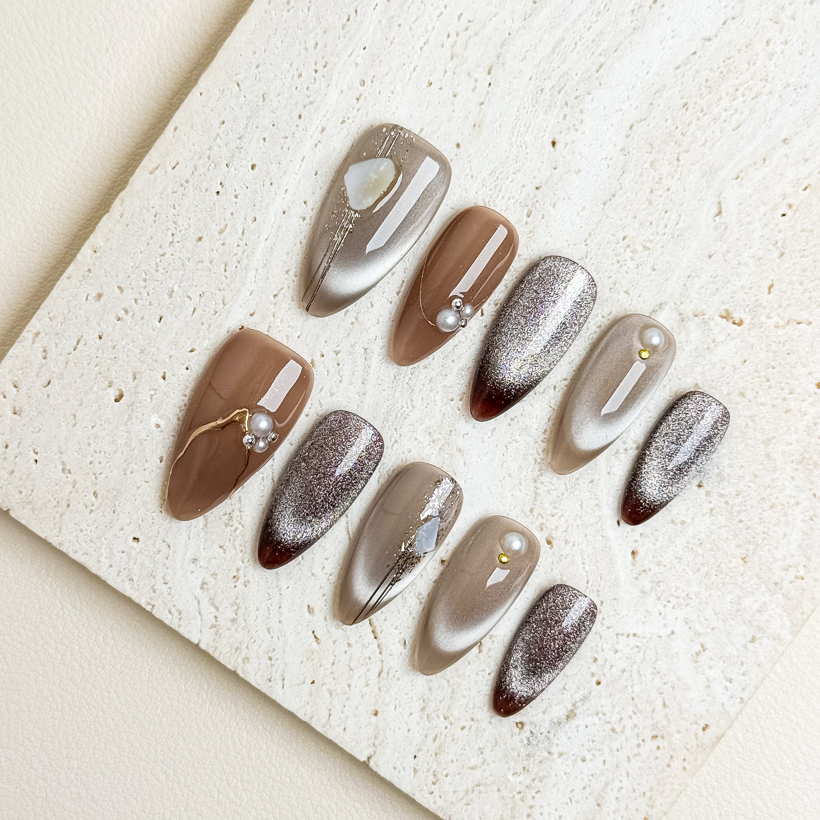 Espresso Luxe Medium Almond Press-On Nails