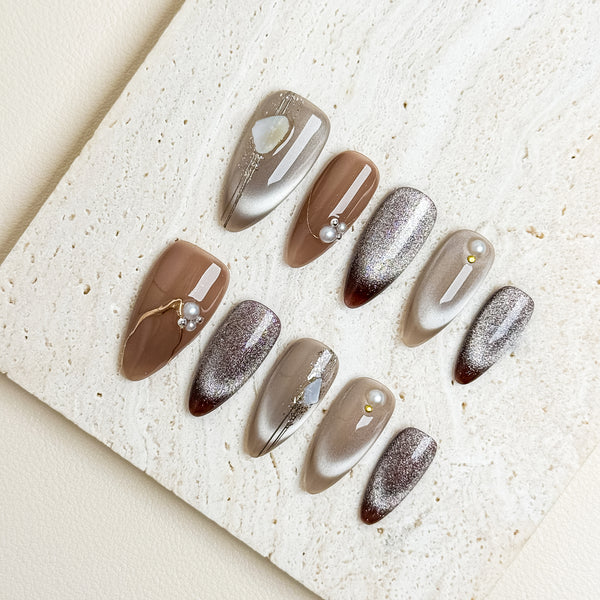 Espresso Luxe Medium Almond Press-On Nails