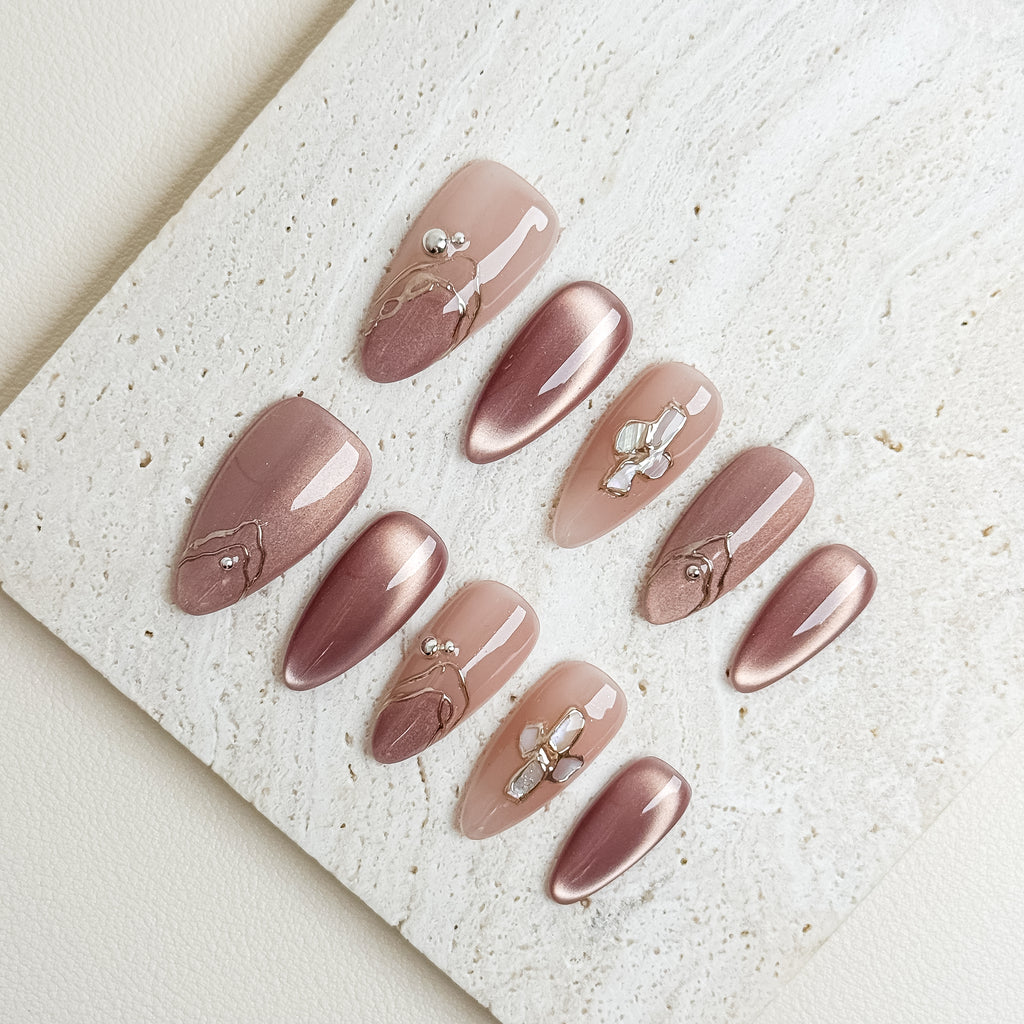 Rose Taupe Luxe Medium Almond Press-On Nails