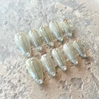 Gris Élégant – Nude Grey Luxury Press-On Nails with Minimalist Crystal Accent – Almond Shape