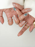 Emerald Marble Office Almond Nude Press-On Nails