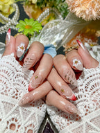 Rosé Garden Medium Almond Nude Pink Press-On Nails
