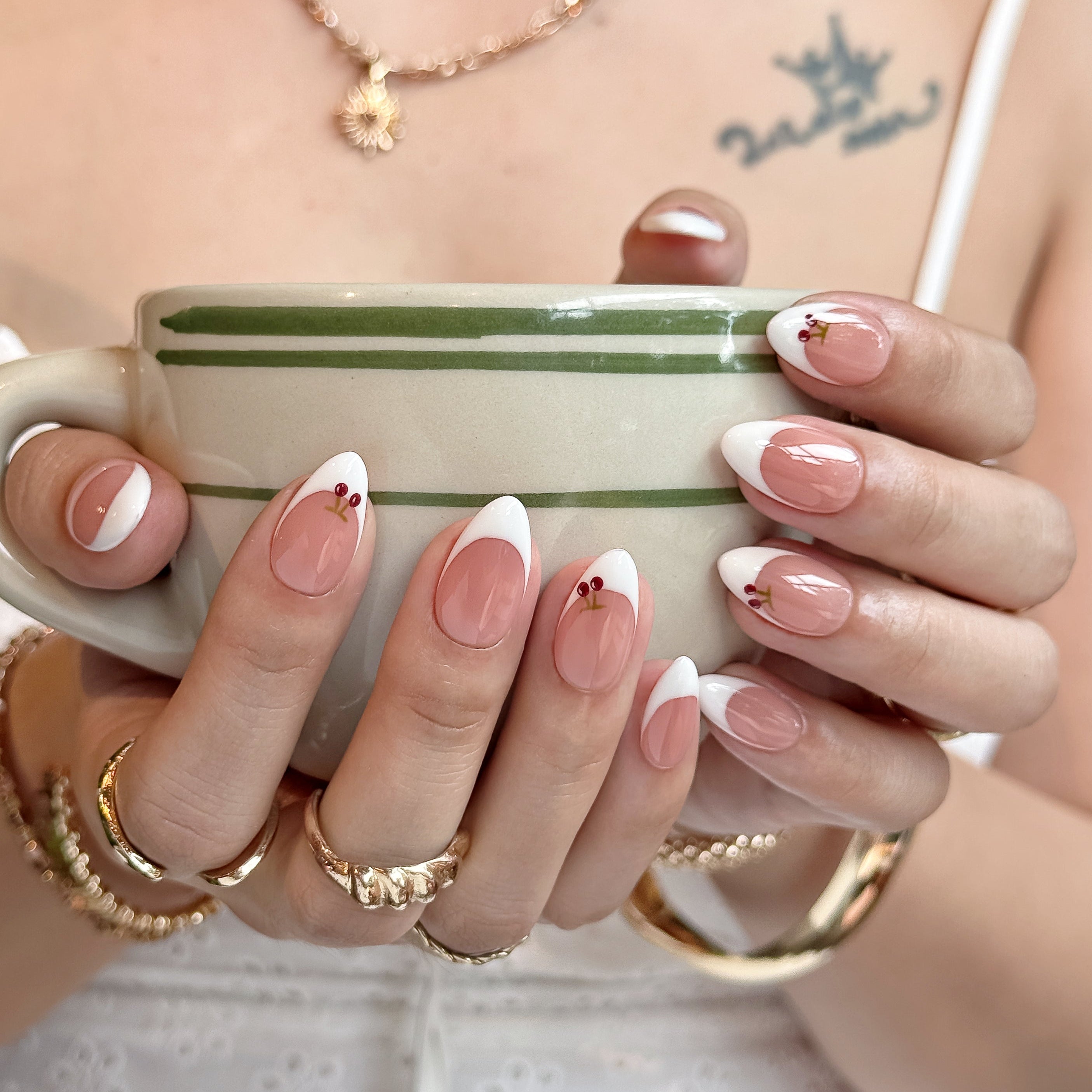 Cherry French | Short Almond Luxury Press-On Nails