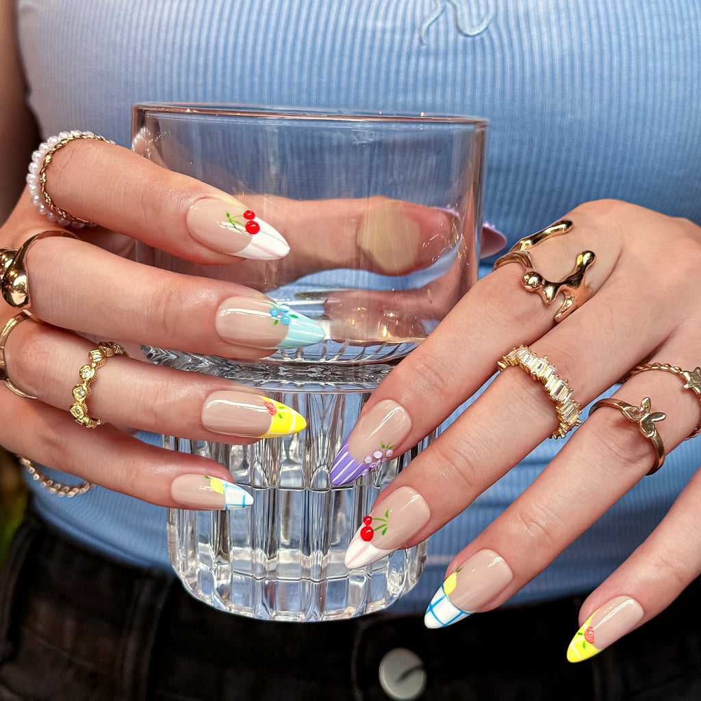 Cherry Breeze | Medium Almond Luxury Press-On Nails