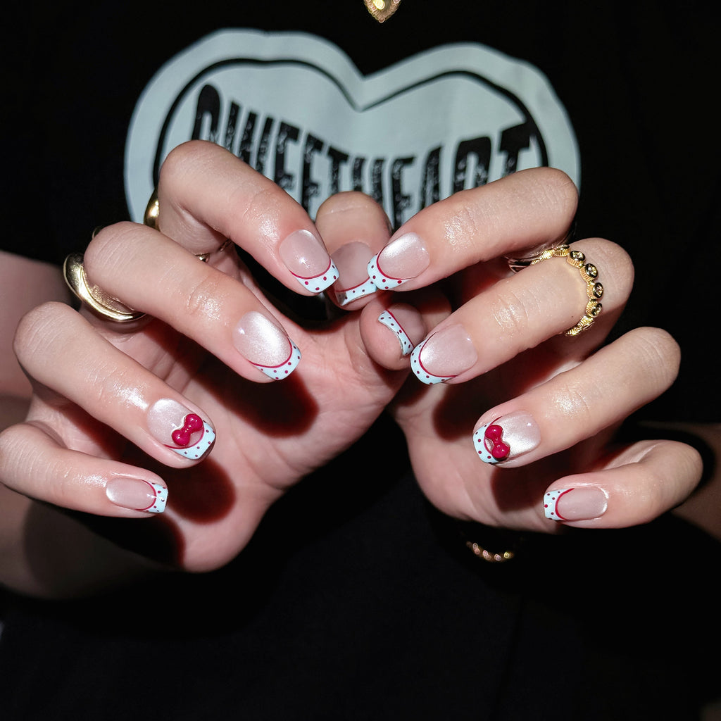 Velvet Bow | Short Square Luxury Press-On Nails