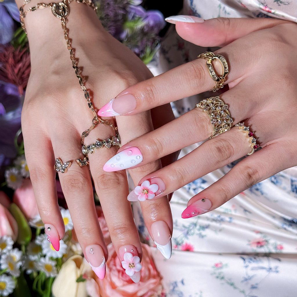 Blush Petal | Medium Almond Luxury Press-On Nails