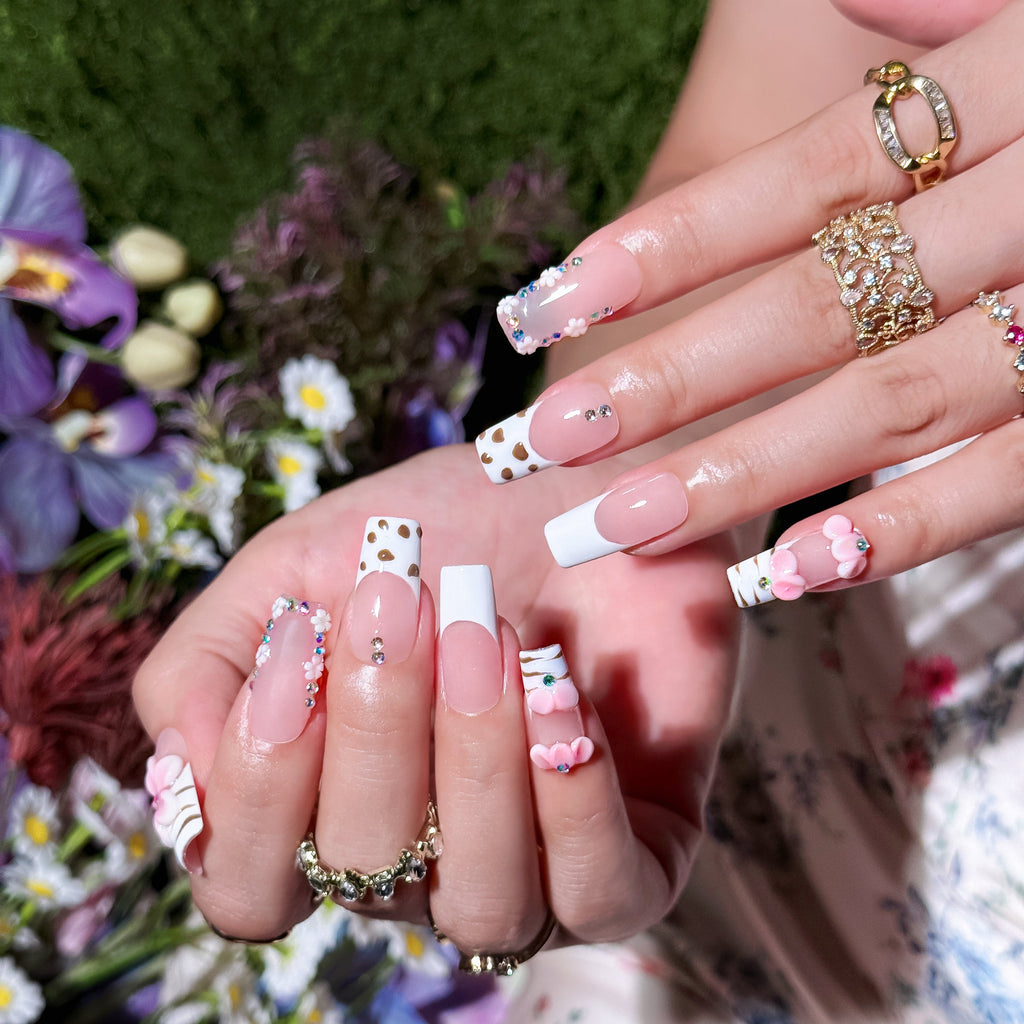 Pink Blossom | Medium Square Luxury Press-On Nails