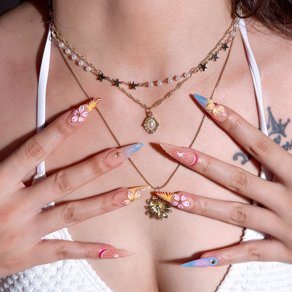 Tropical Bloom | Long Stiletto Luxury Press-On Nails
