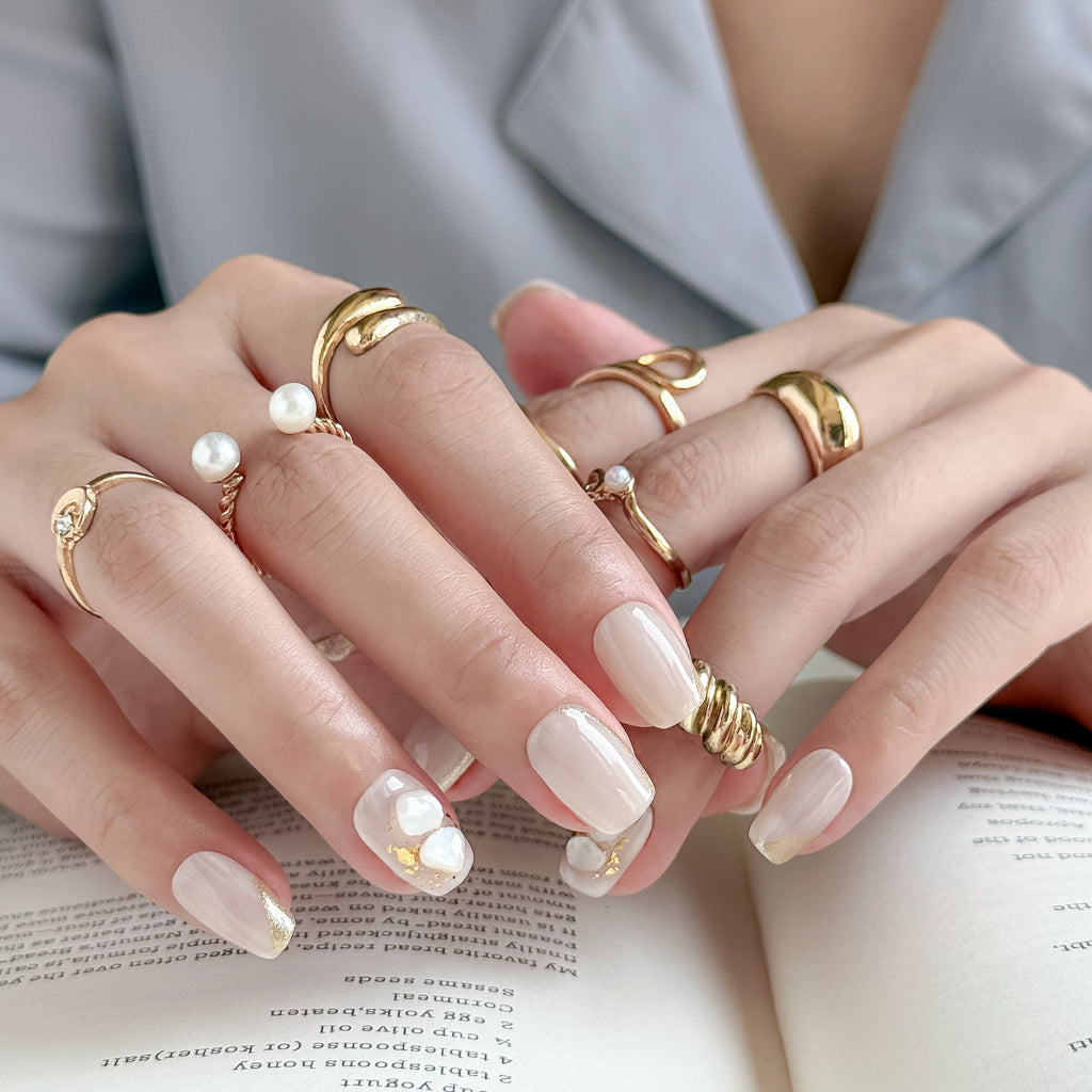 Ivory Bloom | Short Square Luxury Press-On Nails