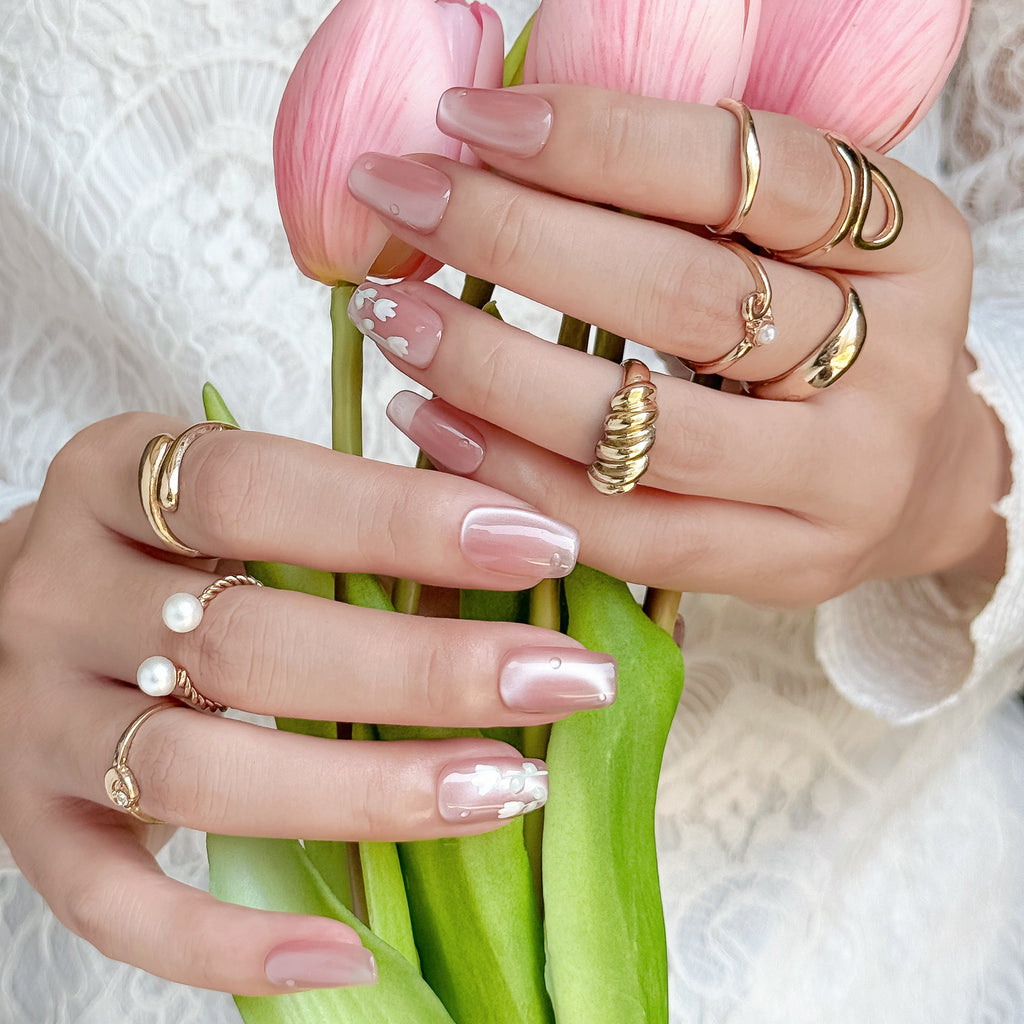 Rose Whisper | Medium Square Luxury Press-On Nails