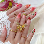 Cherry Amour | Medium Almond Luxury Press-On Nails