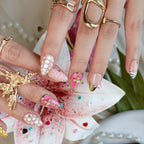 Golden Ribbon | Medium Almond Luxury Press-On Nails