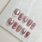 Pearl Bloom | Short Square Luxury Press-On Nails