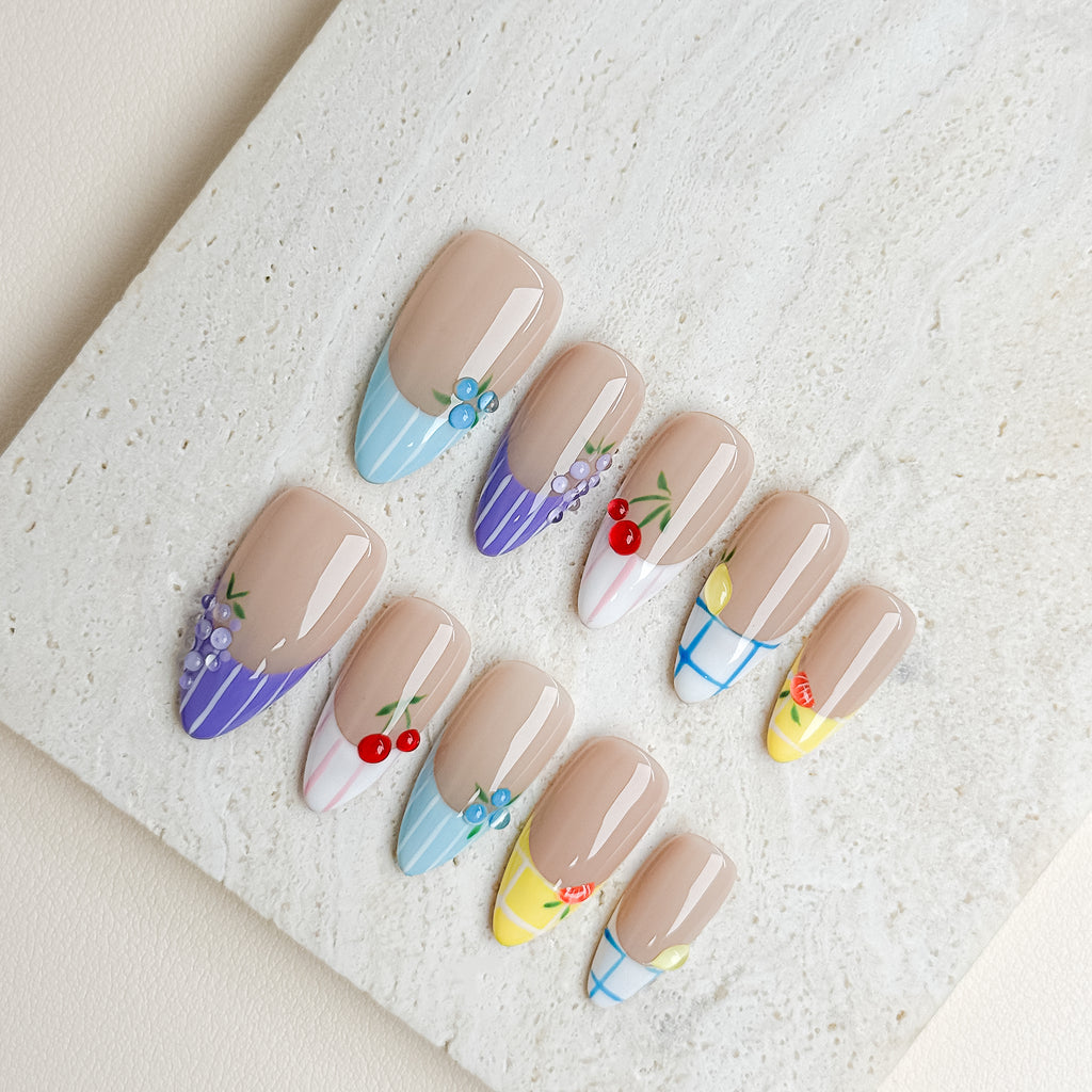 Cherry Breeze | Medium Almond Luxury Press-On Nails