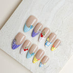 Cherry Breeze | Medium Almond Luxury Press-On Nails
