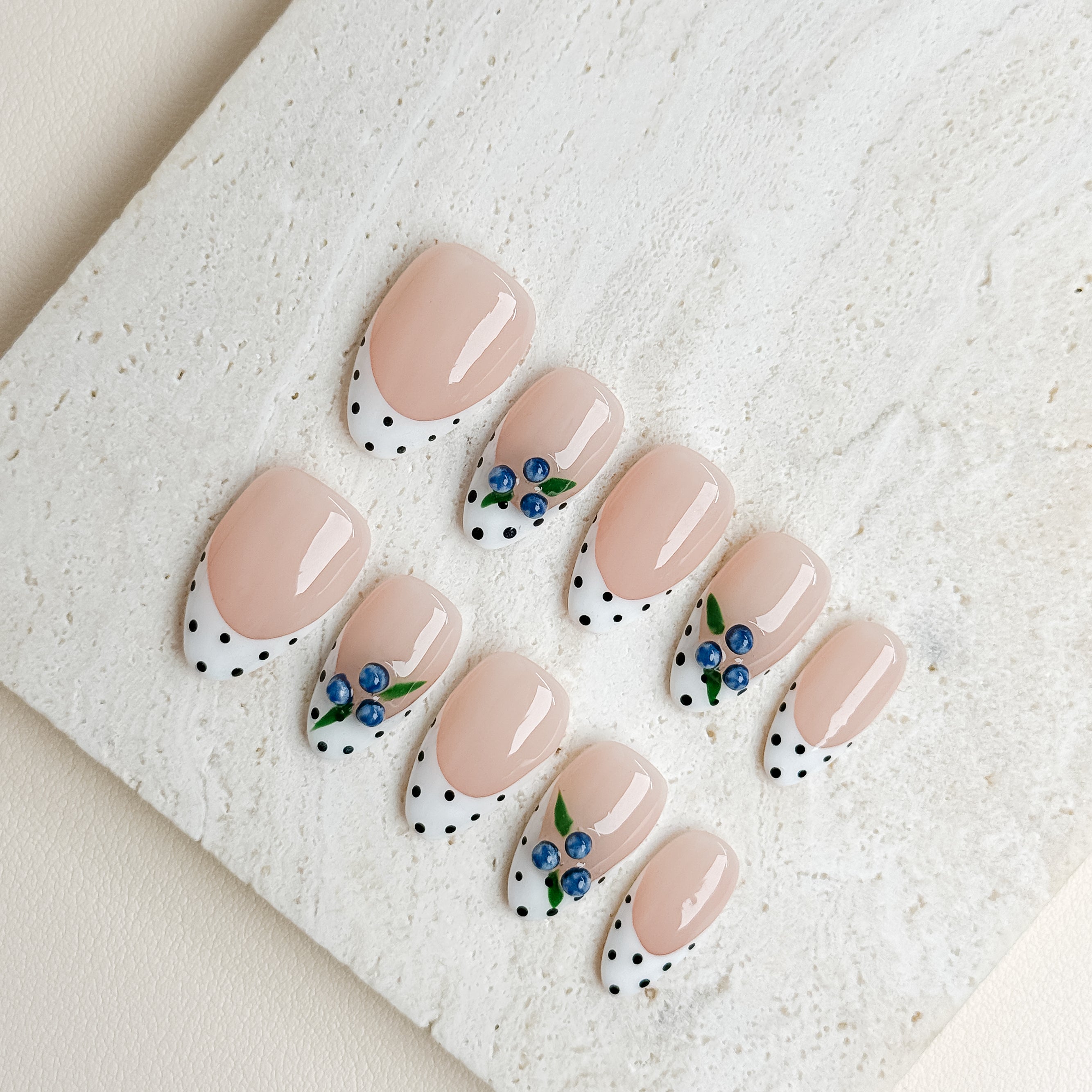Blueberry Dot | Short Almond Luxury Press-On Nails